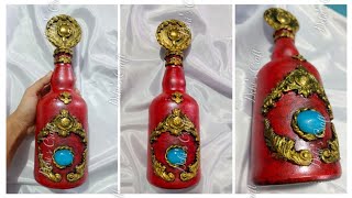 Bottle Decoration Ideas | DiY Bottle Art | Decorate Wine Bottle using Clay | Vintage Bottle Craft