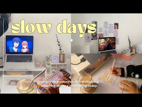 slow days ☘️ | trying to be productive, bits of studying, watching anime + celebrating csday!