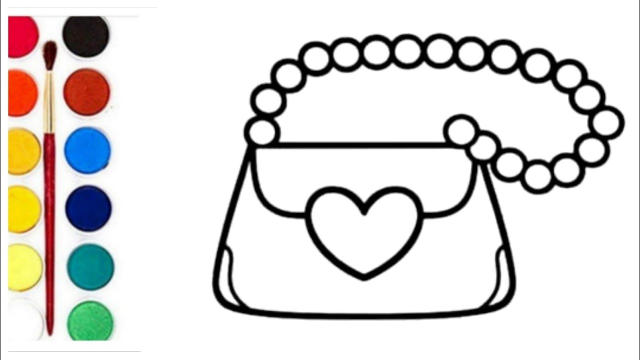 Girl PURSE 👛 drawing ||Girls Handbag drawing, colouring & painting for ...