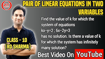 Find the value of k for which the system of equations kx-y=2, 6x-2y=3 has (i) a unique (ii) no solut