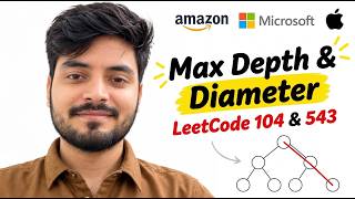 Maximum Depth & Diameter of Binary Tree (LeetCode 104 & 543) | Postorder DFS | O(N) Pattern