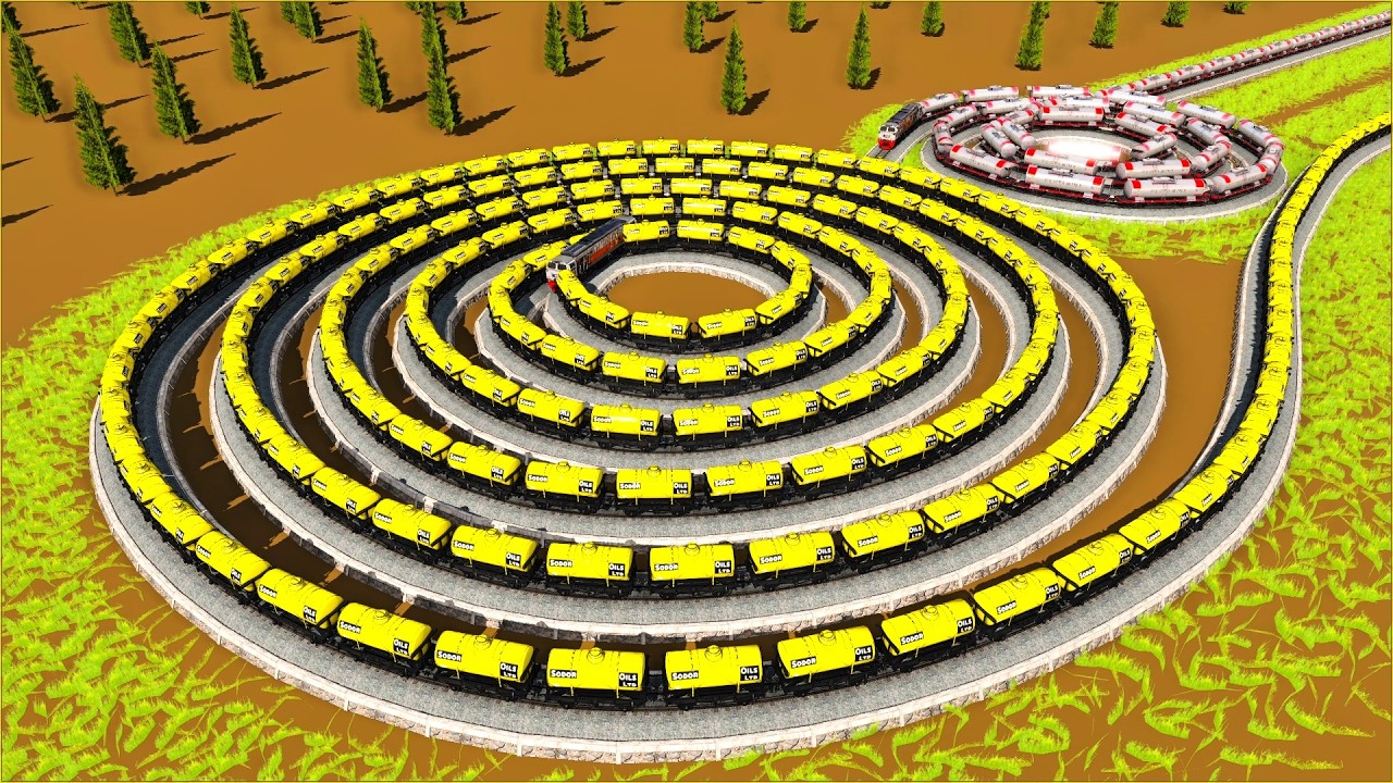 Double Spiral U-Turn Railway Track🚦Small & Big Spiral Railway Track🚂Trainz Simulator 2019