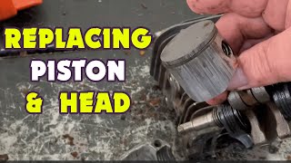 REPLACING A SCORED PISTON AND HEAD ON CHAINSAW + HOW TO TELL IF IT IS SCORED (Husqvarna 142)