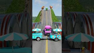 Colorful School Buses vs Hydraulic Crusher 💥 | Ultimate Destruction Test 😱 | BeamNG.drive #shorts