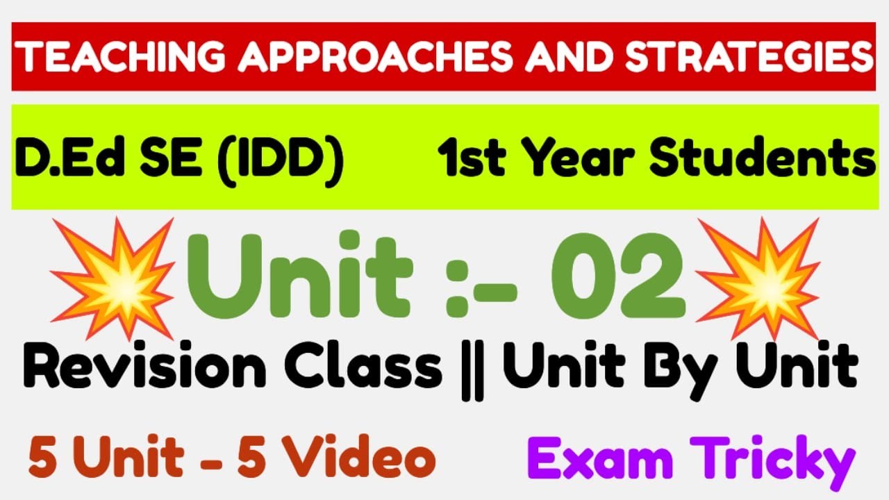 D.Ed Special Education (IDD) | Paper 06 | Unit 02 revision | 1st Year ...