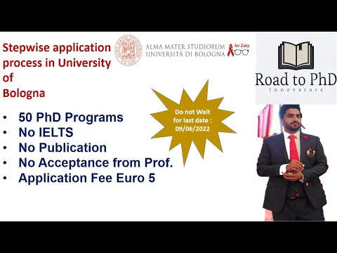 Stepwise application process for PhD in University of Bologna