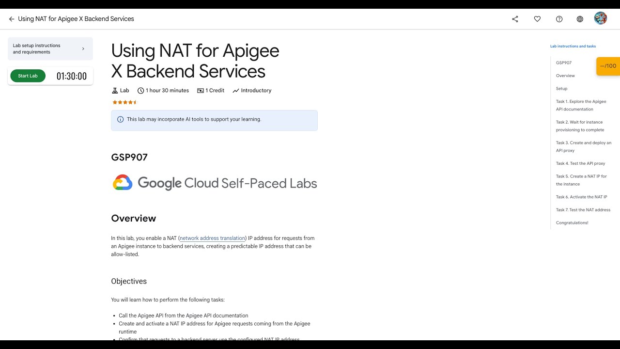 Qwiklabs | Using NAT for Apigee X Backend Services [GSP907] - YouTube