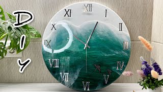 DIY. Resin wall clock. Sea clock. Resin Art. Epoxy resin.