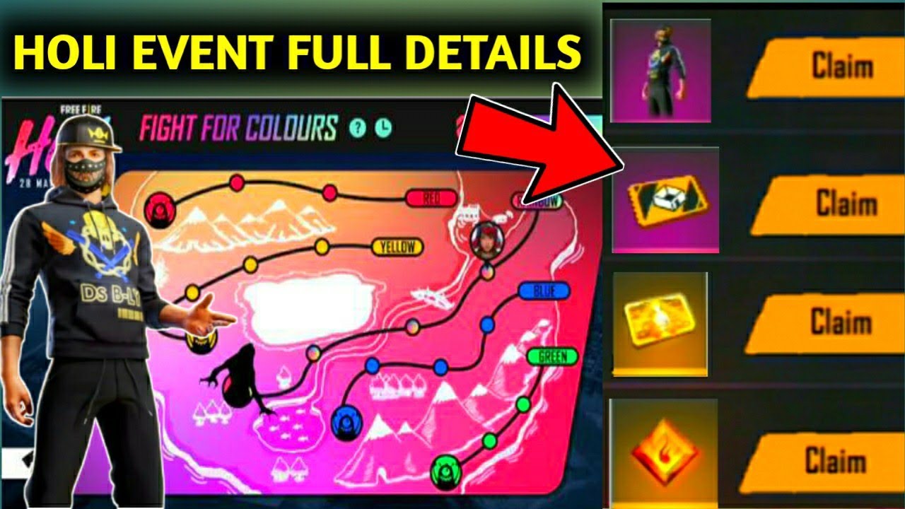 FREE FIRE NEW HOLI EVENT FULL DETAILS|FIGHT FOR COLOURS-Garena free fire