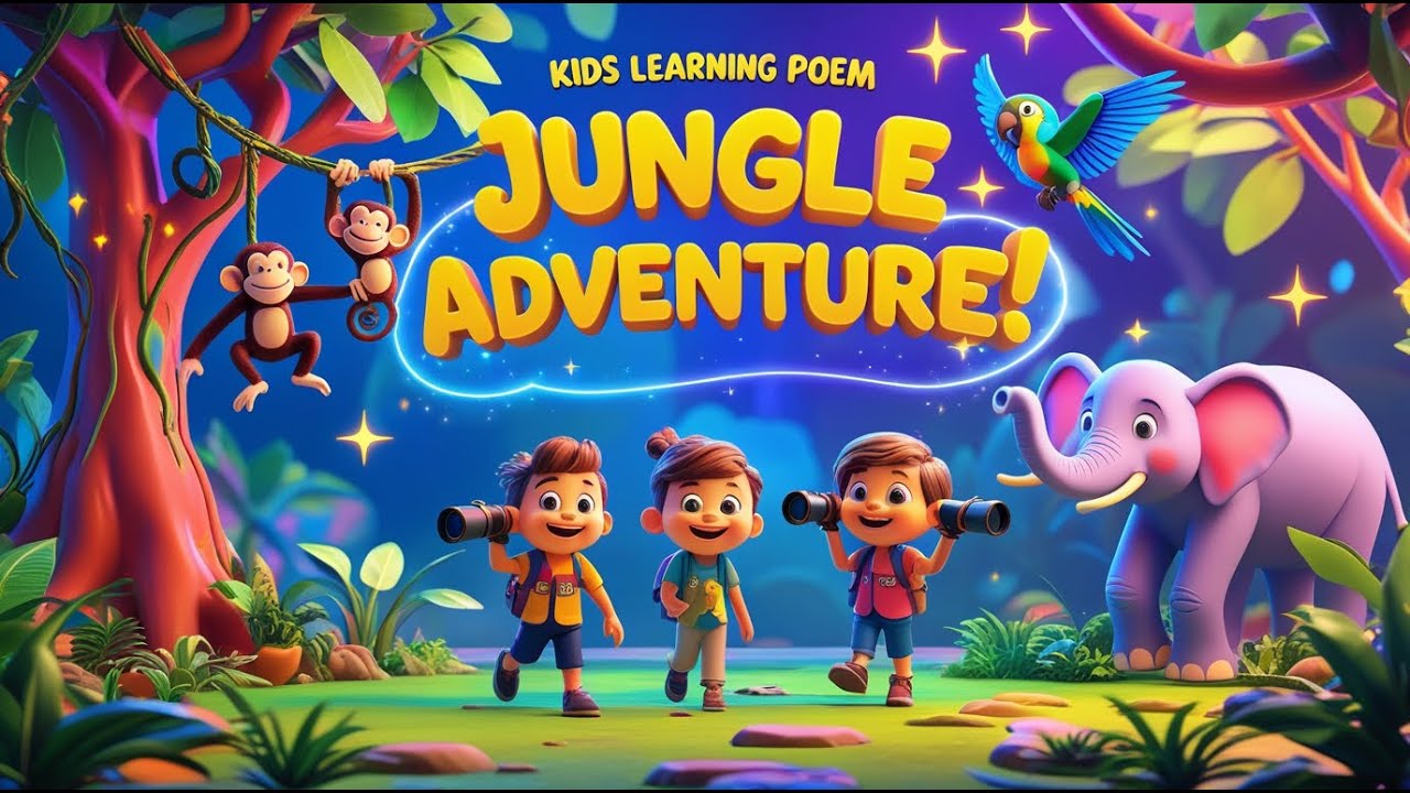 🌳 Magical Jungle Adventure Poem for Kids  Fun Animal Song 🐯🦜🐘