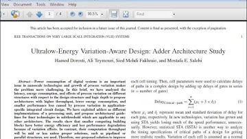 Ultralow Energy Variation Aware Design Adder Architecture Study