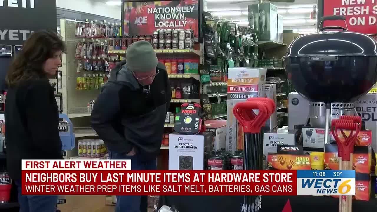 Neighbors grab last minute items at hardware store for winter weather