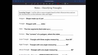 Unit 4, Lesson 1 — Classifying Triangles
