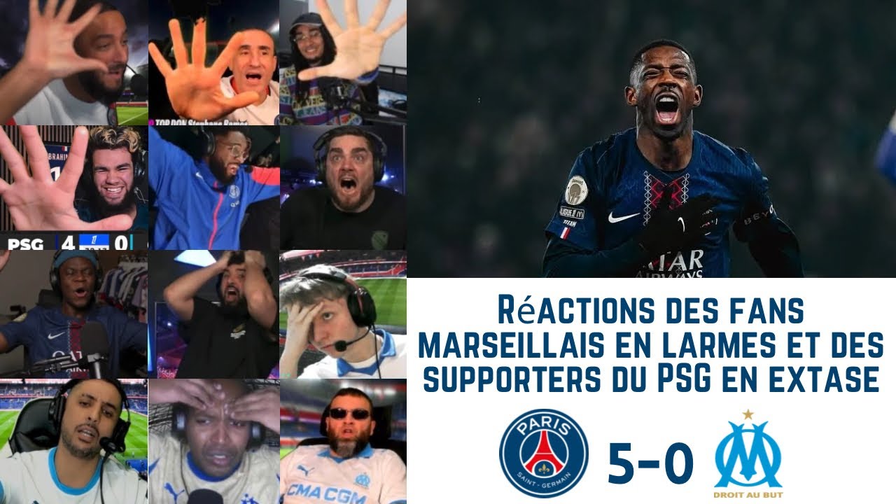 Réactions humiliées des fans marseillais et euphoriques du PSG après PSG 5-0 OM | L1 J21