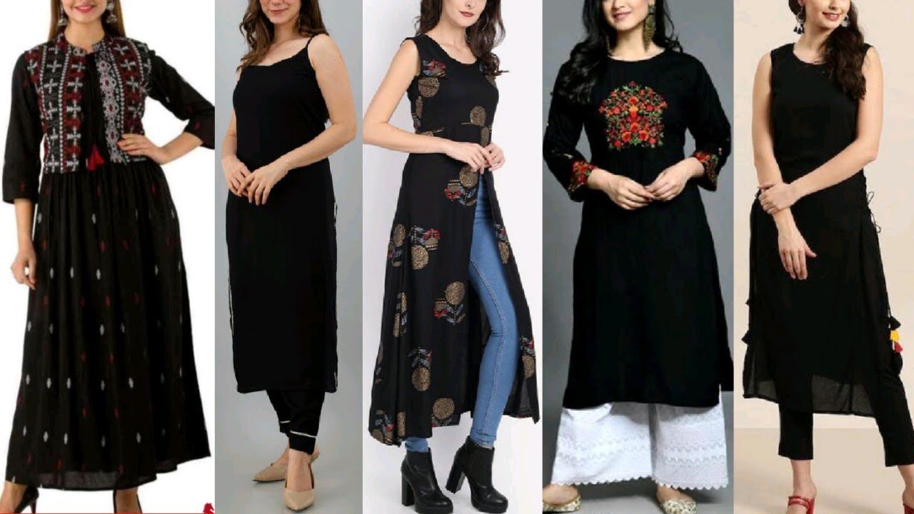 Black Colour Kurtis Designs|Kurtis Designs|Black Kurtis Designs 2021|Black kurtis designs with pants