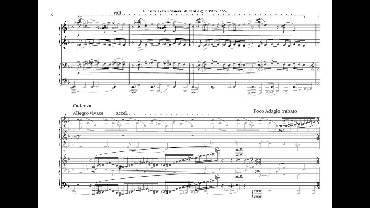 A Piazzolla Four Seasons 3 Autumn For Piano 4 Hands Youtube