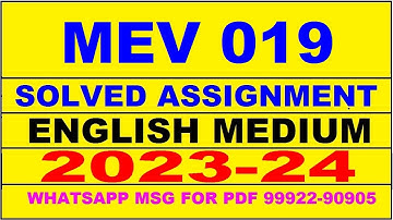 mev 019 solved assignment 2023-24 | mev 19 solved assignment in english 2024 | mev 19 2024
