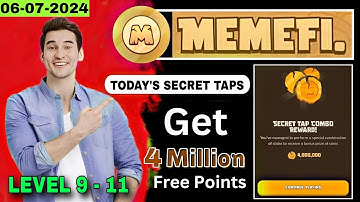 ( Level 9-11 ) Memefi Secret Tap Combo Reward | Memefi 4,000,000 Coins Code | #memefi Secret Code