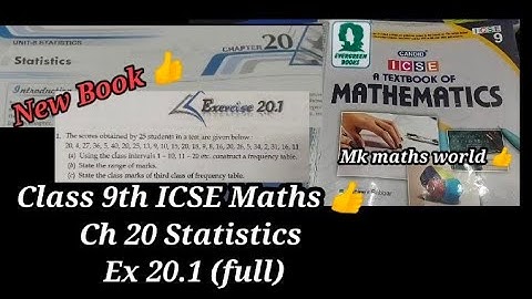 Class 9th ICSE Maths New Book 👍 Ch 20 Statistics Ex 20.1( Full)👍 easy explained 👍