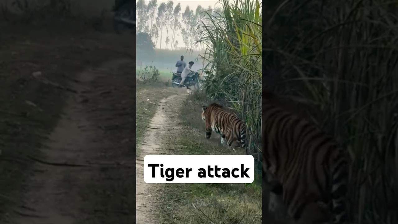Нападение тигра на велосипеде 