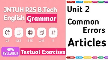 Common Errors in Articles in Telugu I New JNTUH R25 B Tech  English CE CSE EEE ME ChE IT