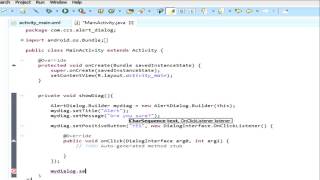 Alert Dialog using Eclipse