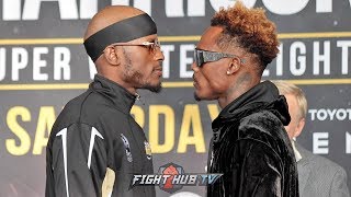 TONY HARRISON AND JERMELL CHARLO INTENSE FACE TO FACE 2 DAYS BEFORE REMATCH FIGHT