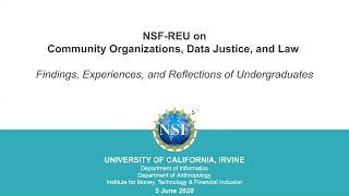 2019-2020 NSF-REU on Community Organizations, Data Justice, and Law