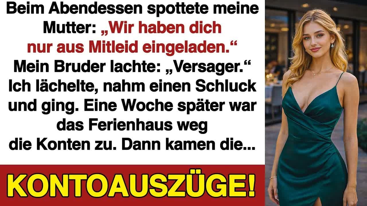 Meine Mutter lud mich nur zum Spott zum Essen ein  Eine Woche später war ihr Geld weg!