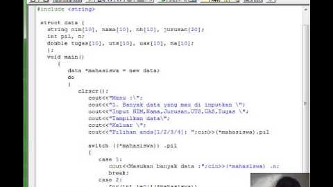 Tutorial menginputkan data mahasiswa menggunakan program c++ dengan tipe data struct