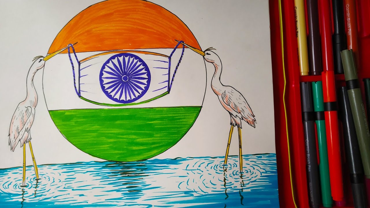 Happy Independence Day Drawing 2020 || Step by Step Drawing 🇮🇳
