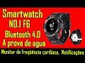 Smartwatch NO.1 F6 IP68 Bluetooth Notificação Monitor cardíaco IOS Android Unboxing