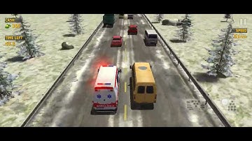traffic racer ambulance 🚑 van fast driveway on highway snow ❄️ highway