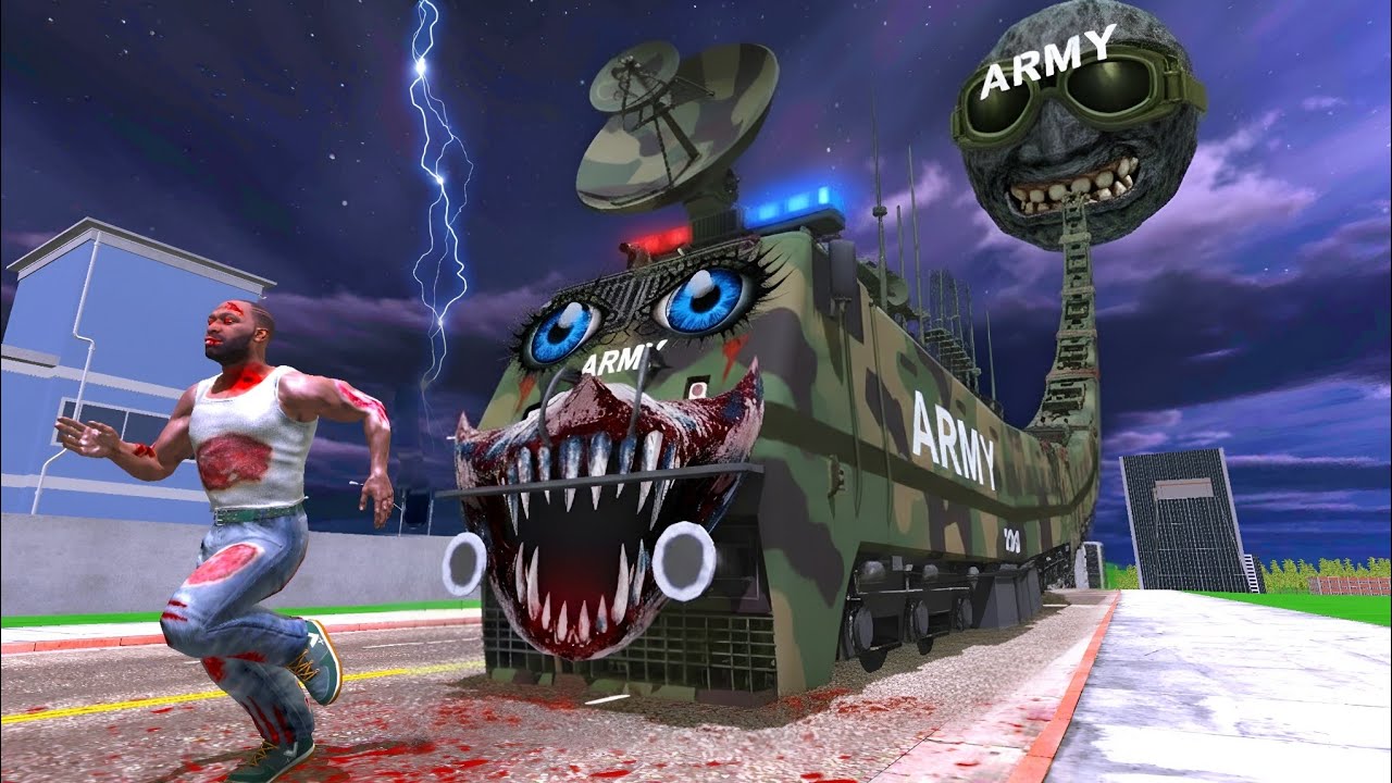 Longest Army Train vs Franklin in Indian Bikes Driving 3d