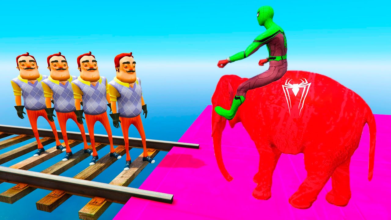 GTA V Superheroes Crazy Race Challenge with Super Cars | GTA 5 Spiderman Car Stunt Race