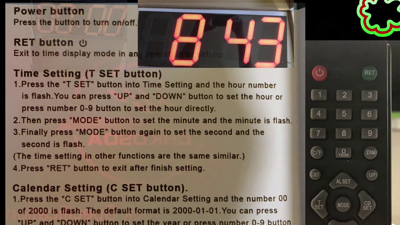 HKOSDA Remote Control Jumbo Digital Led Wall Clock Review, Start on Time End on Time   Super Tool fo