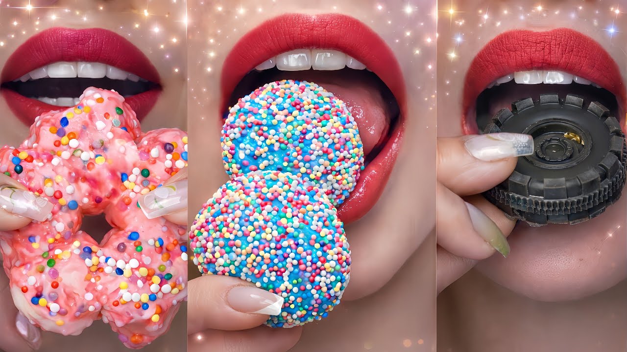 CRUNCHY Emoji ASMR Mukbang 🌸🌍🦋🍬🤤| Relaxing Satisfying ASMR Sounds| Tiktok Compilation Kashi asmr