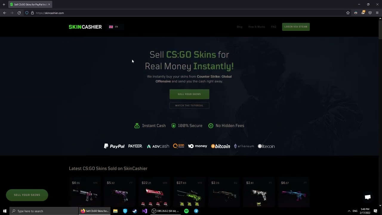 SELL CSGO SKINS for real money on paypal ez and fast