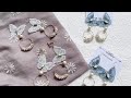 パールフープと蝶の耳飾りをハンドメイド　ピアス　ノンホールピアス　イヤリング