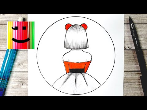 Видео: Dessiner une Fille dans un Cercle - Comment dessiner une fille de dos avec une robe rouge