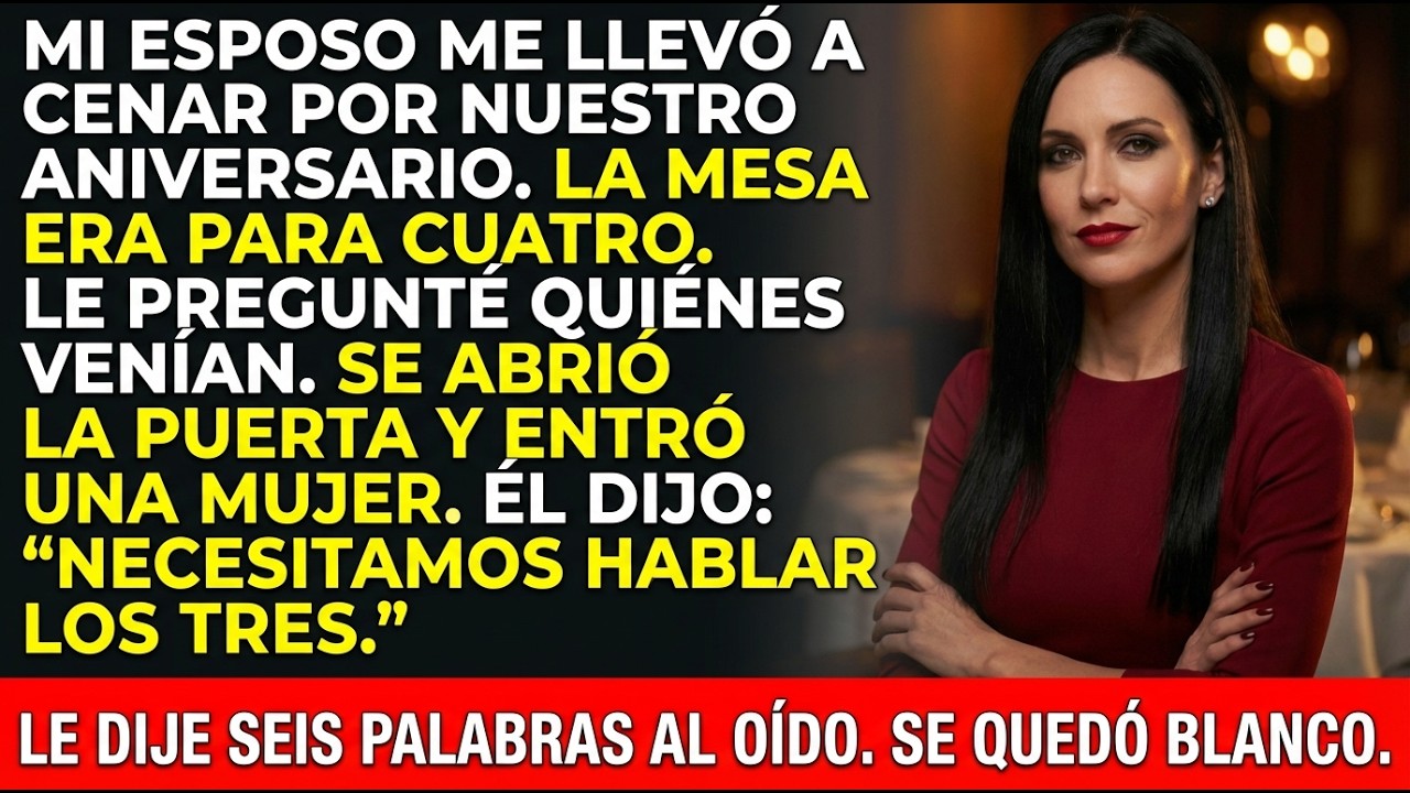 Mi esposo reservó mesa para CUATRO en nuestro aniversario. Le dije SEIS PALABRAS al oído.