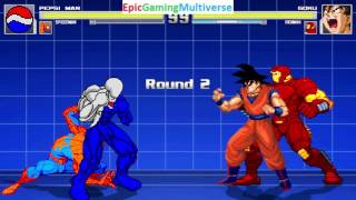 Pepsiman And Spider-Man VS Goku And Iron Man In A MUGEN Match / Battle / Fight