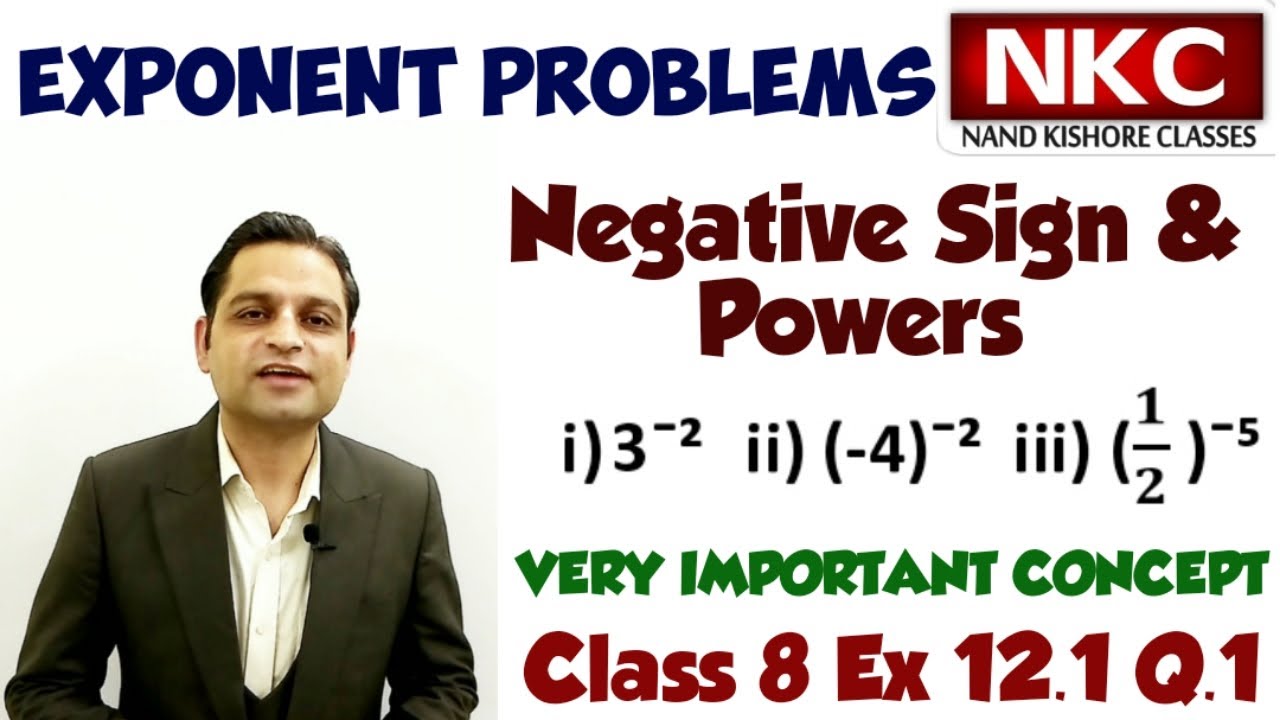 Exponent Problems | Negative Sign and Powers | Very important Concept  | Class8 Ex 12.1 Q1 All Parts