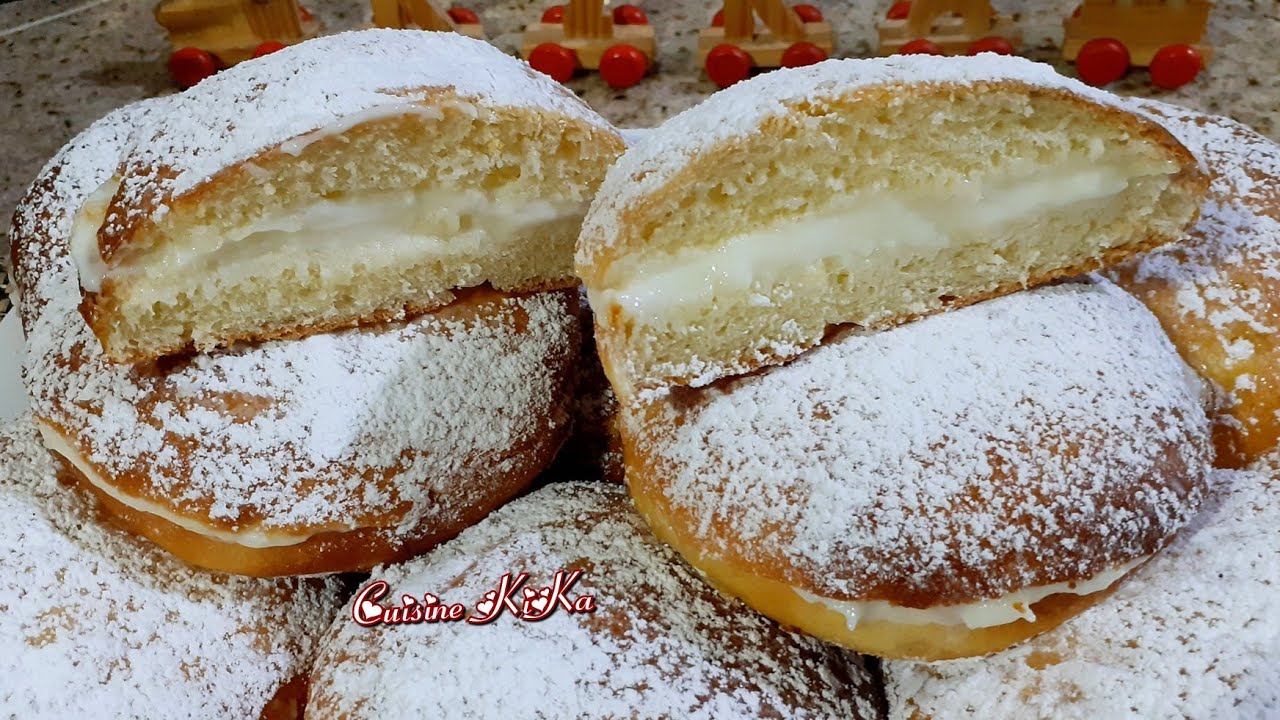 بينيي رائع و خفيف في الفرن ، بعجينة طرية و قطنية و محشي بكريمة الليمون المنعشة بدون بيض