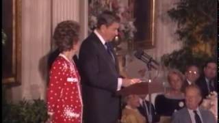 President Reagan with Nancy Reagan Attend the Medal of Arts Luncheon on June 18, 1987