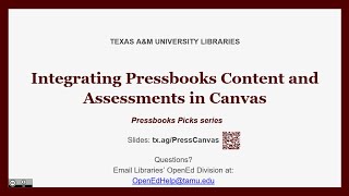 Integrating Pressbooks Content and Assessments in Canvas