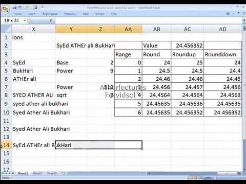 Lecture No 8 Function Lecture No 2 Ms Excel 2007 Training In Urdu