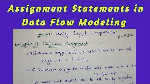 || Assignment Statements in Data Flow Modeling in Telugu || Continuous Assignment || Implicit | ECE|