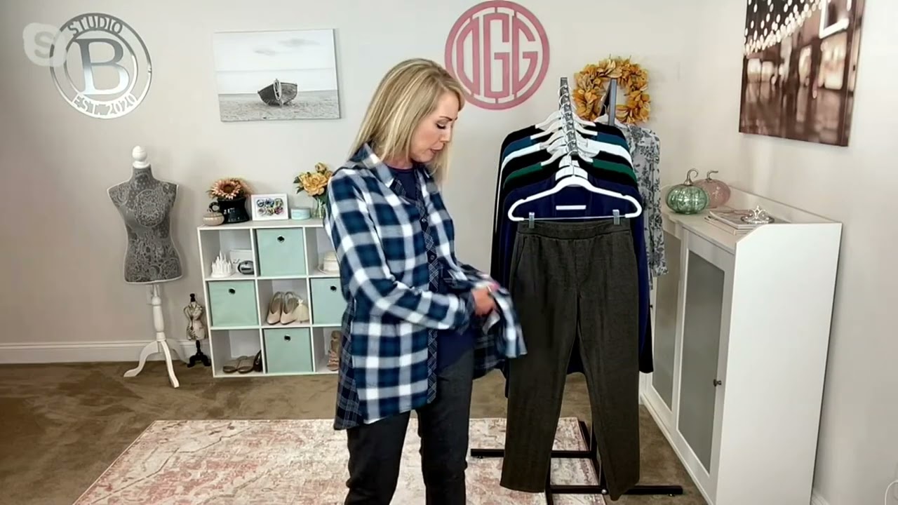 Susan Graver Weekend Soft Yarn-Dyed Plaid Button Front Tunic Shirt on QVC