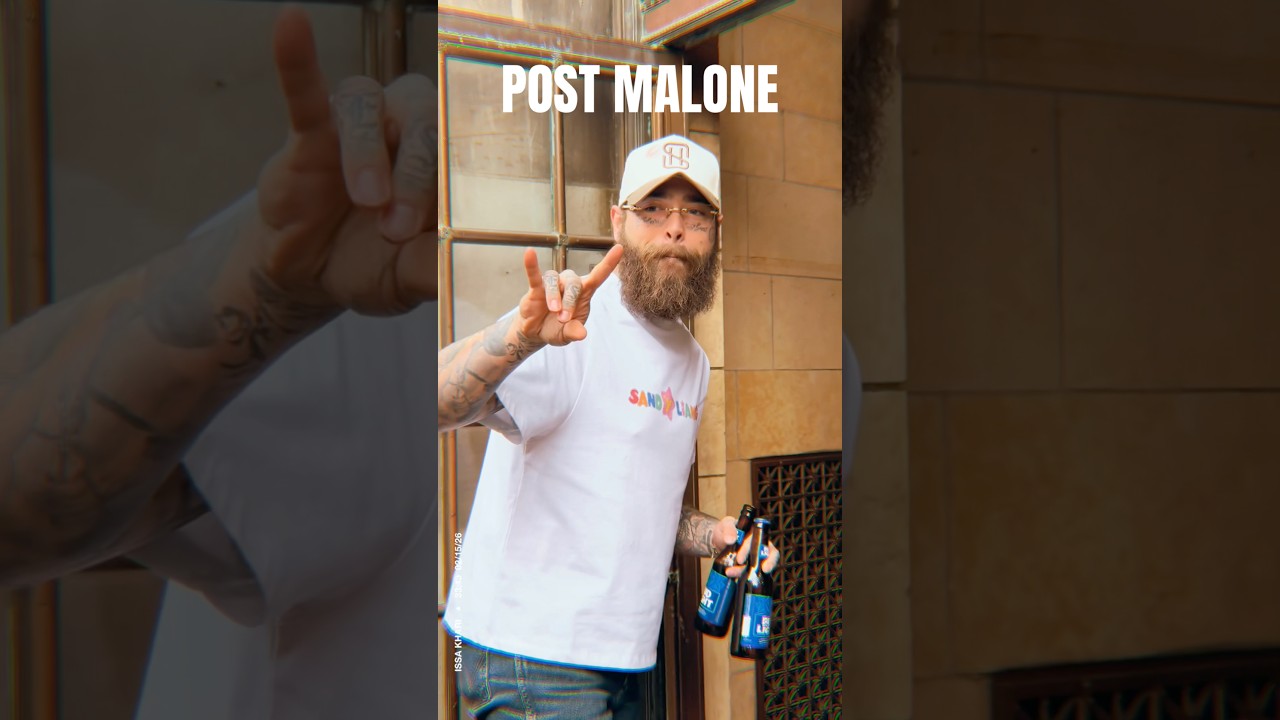 Post Malone тусуется с фотографами на Неделе моды в Нью-Йорке. 